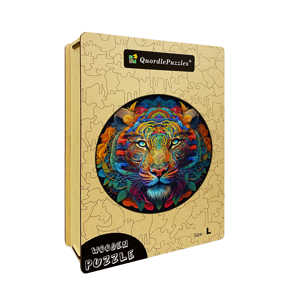 Drewniane puzzle z kolorowym tygrysem