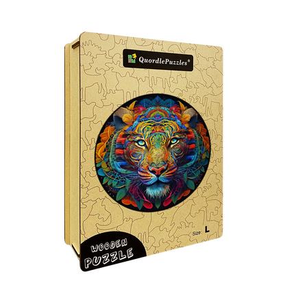 Drewniane puzzle z kolorowym tygrysem