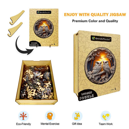 3D Drewniane Puzzle Sowy w Lesie