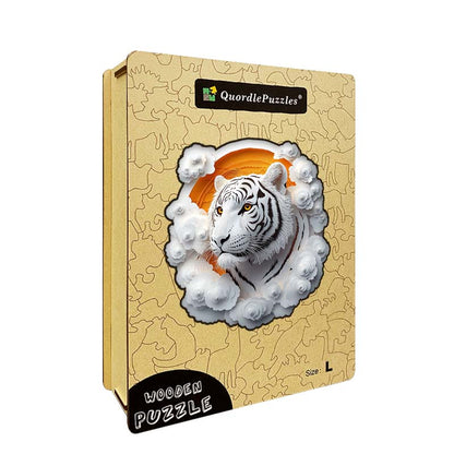 3D Drewniane Puzzle Biały Tygrys