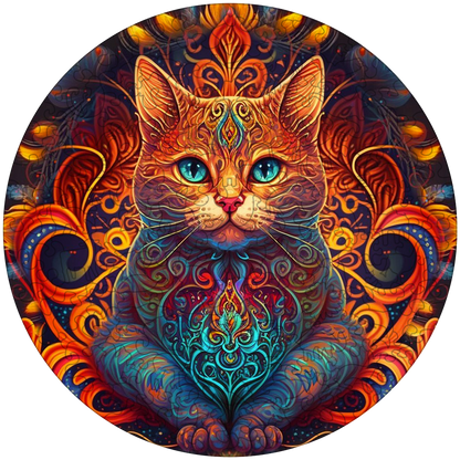 🔥Ostatni dzień 85% zniżki na drewniane puzzle mandali kota Króla Ognia