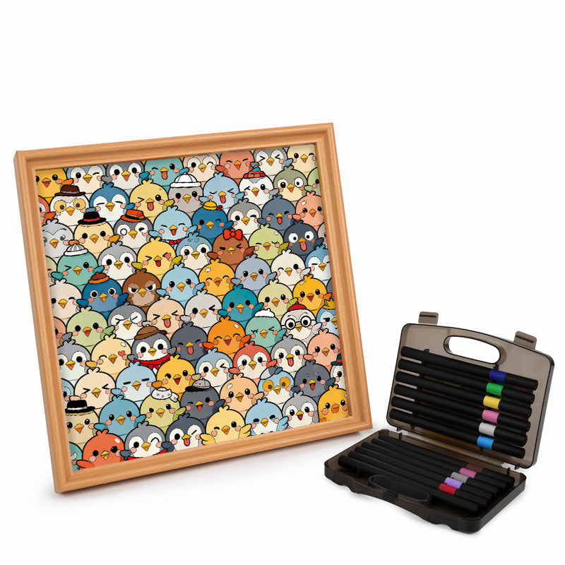 Birds - Drewniane puzzle do kolorowania