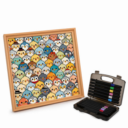 Birds - Drewniane puzzle do kolorowania