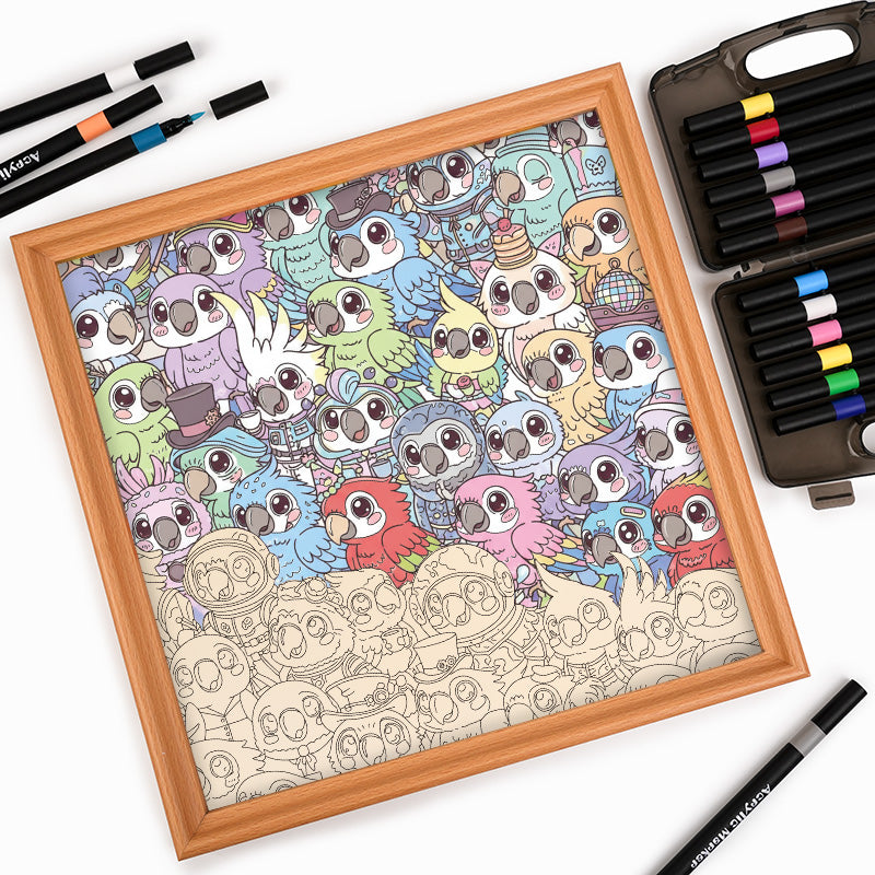 Budgerigar - Drewniane puzzle do kolorowania