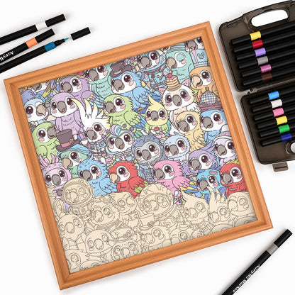 Budgerigar - Drewniane puzzle do kolorowania