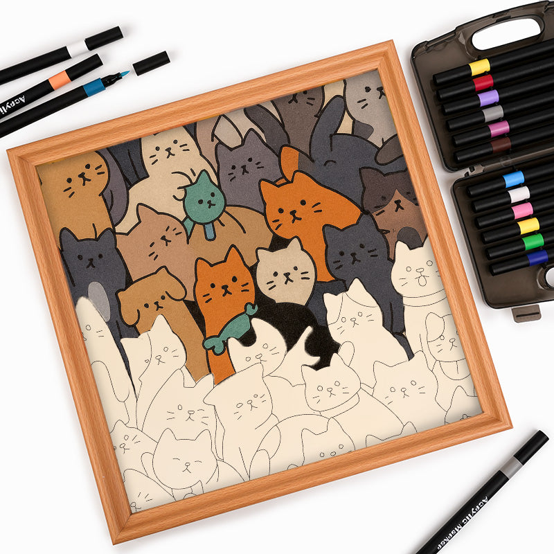Cats - Drewniane puzzle do kolorowania