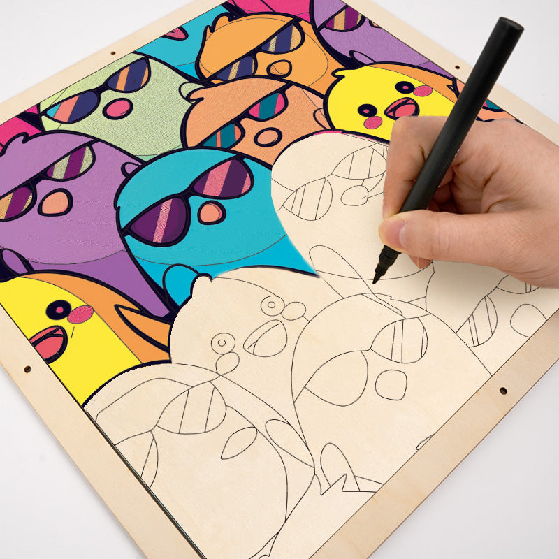 Cool Birds - Drewniane puzzle do kolorowania