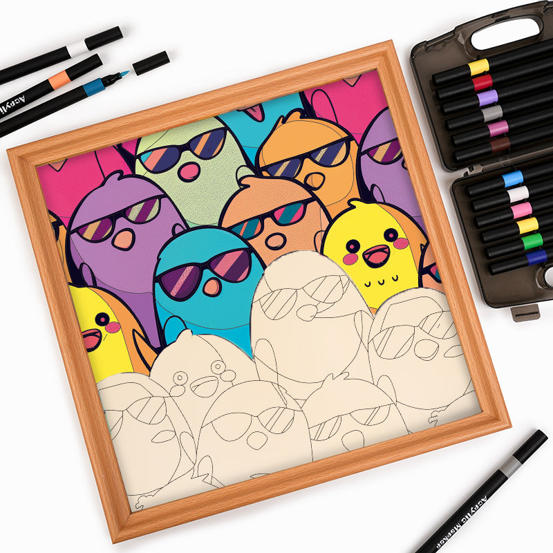 Cool Birds - Drewniane puzzle do kolorowania