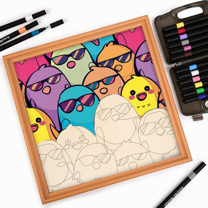 Cool Birds - Drewniane puzzle do kolorowania