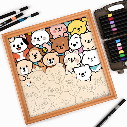 Forest Companions - Drewniane puzzle do kolorowania