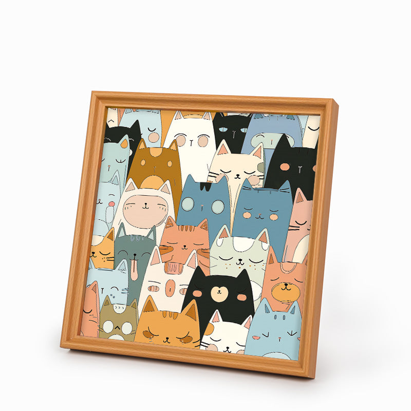 Line Kittens - Drewniane puzzle do kolorowania