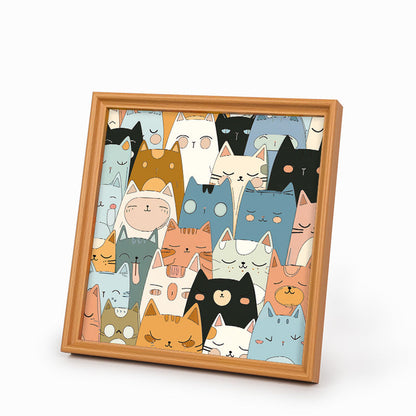 Line Kittens - Drewniane puzzle do kolorowania