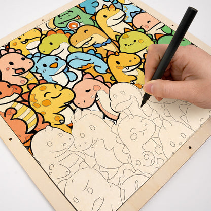 Little Dragon - Drewniane puzzle do kolorowania