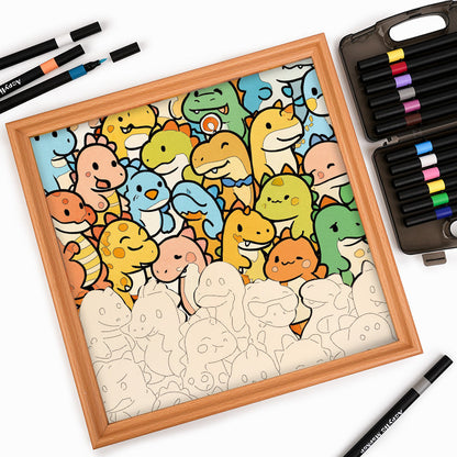 Little Dragon - Drewniane puzzle do kolorowania