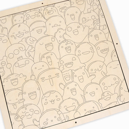 Mischief Monsters - Drewniane puzzle do kolorowania