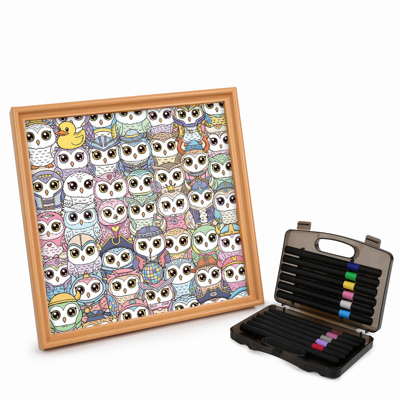 Owl - Drewniane puzzle do kolorowania