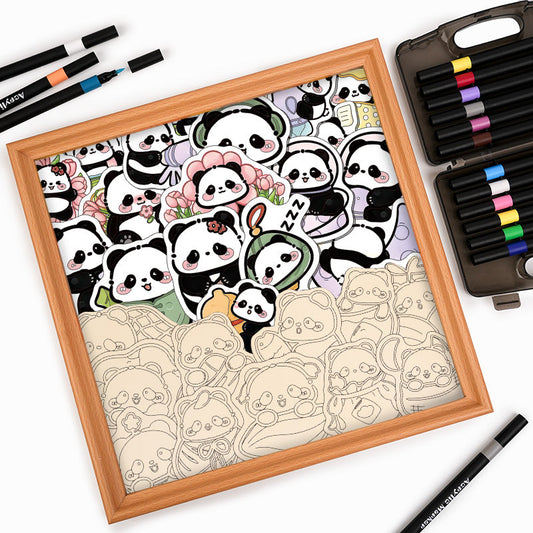Panda II - Drewniane puzzle do kolorowania
