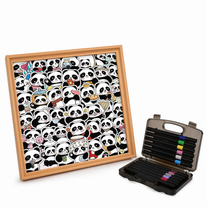 Panda III - Drewniane puzzle do kolorowania