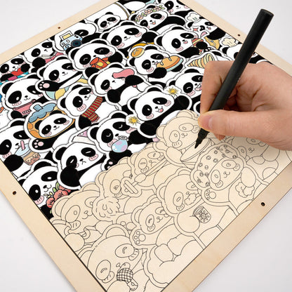 Panda III - Drewniane puzzle do kolorowania