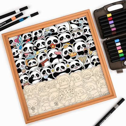 Panda III - Drewniane puzzle do kolorowania
