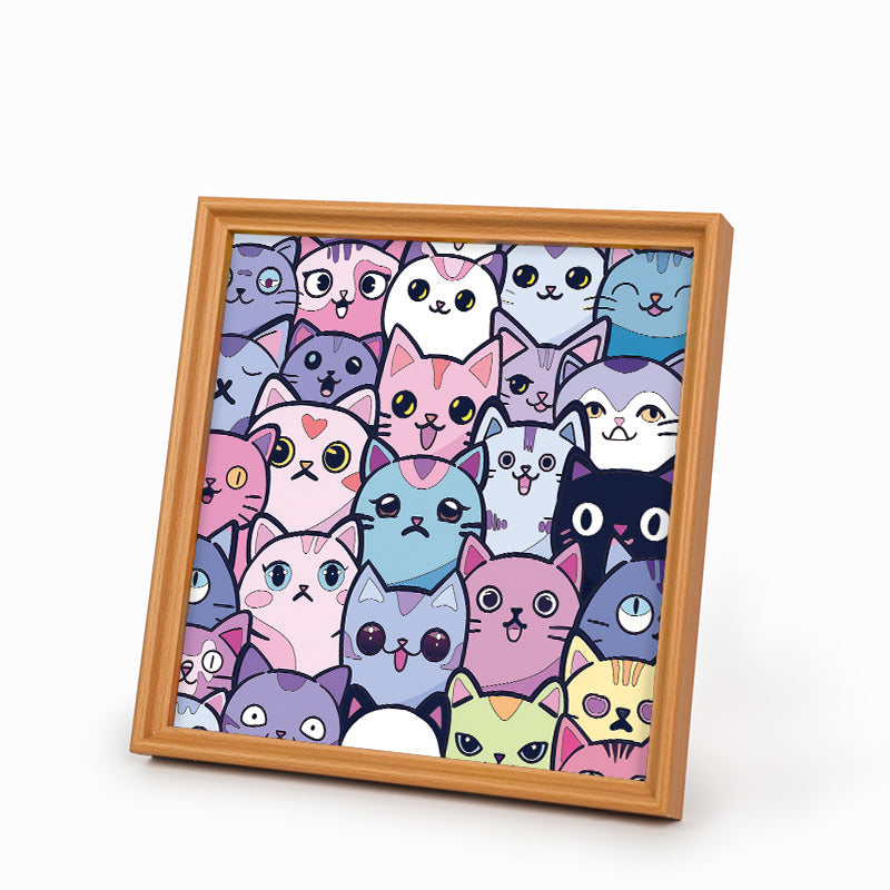 Silly Kitties - Drewniane puzzle do kolorowania