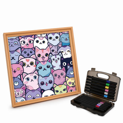 Silly Kitties - Drewniane puzzle do kolorowania