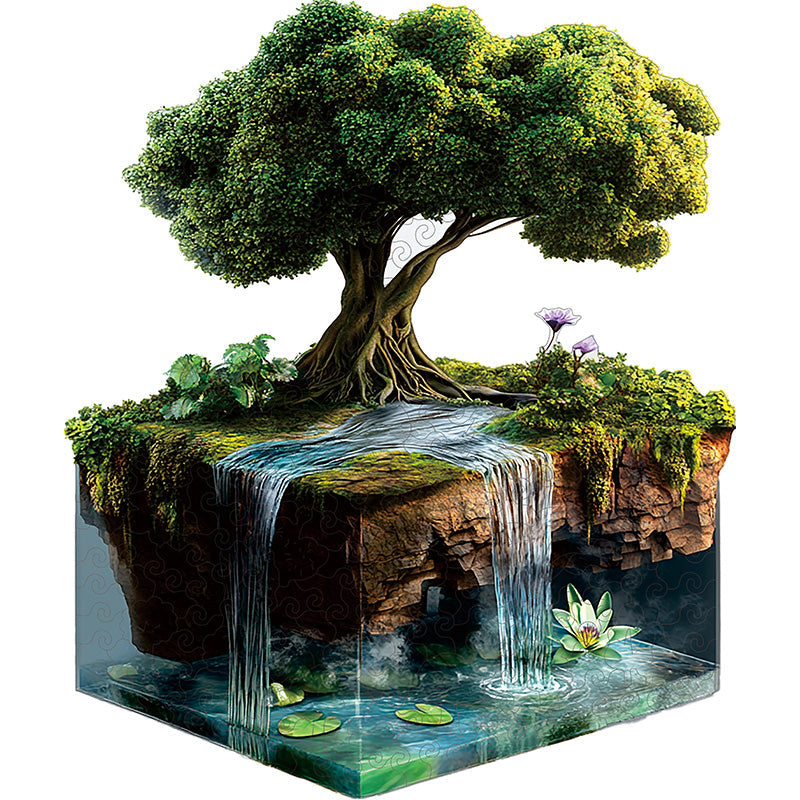 3D puzzle drewniane spokojnej wyspy z wodospadem