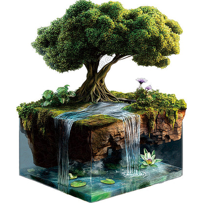3D puzzle drewniane spokojnej wyspy z wodospadem