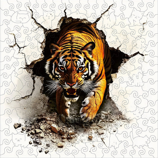 3D puzzle drewniane wybuchu ryczącego tygrysa