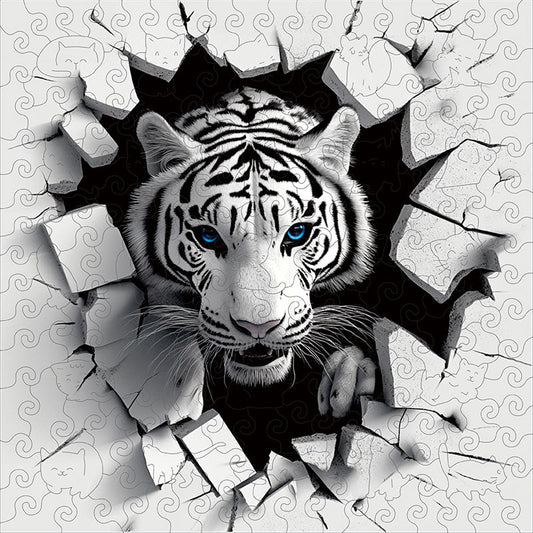 3D puzzle drewniane wybuchu białego tygrysa