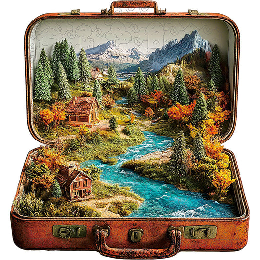 3D puzzle drewniane walizki krajobrazowej