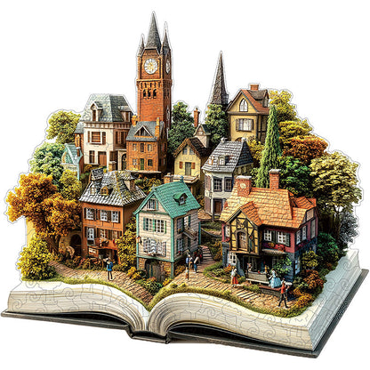 3D puzzle drewniane placu miejskiego