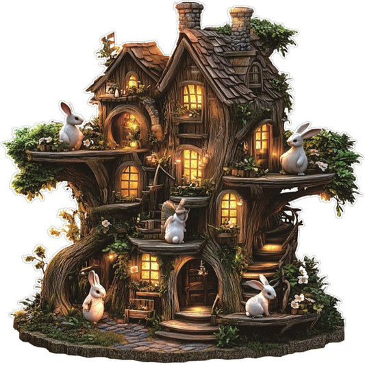 Drewniane Puzzle Domek na Drzewie Królika