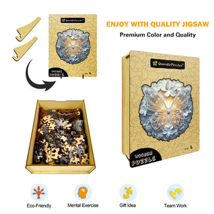 Drewniane Puzzle Elegancki Biały Motyl