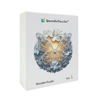 Drewniane Puzzle Elegancki Biały Motyl