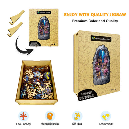 Puzzle in legno Villaggio delle cascate nascoste