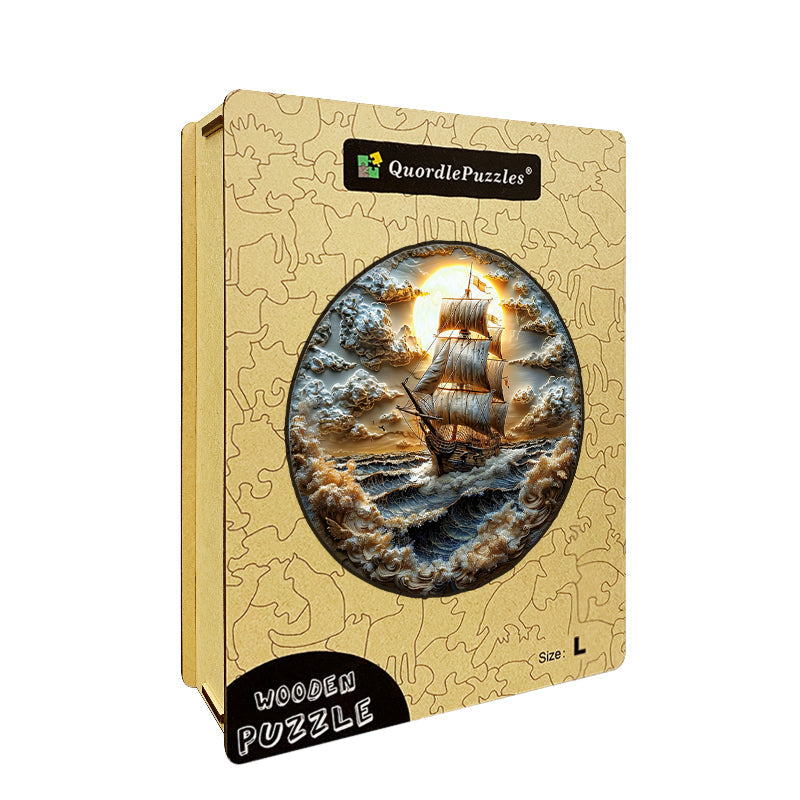 Puzzle in legno Viaggio al chiaro di luna in mare