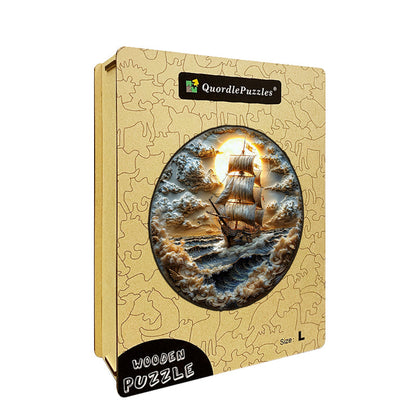 Puzzle in legno Viaggio al chiaro di luna in mare