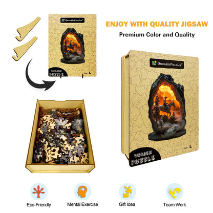 Puzzle in legno Cowboy nel canyon infuocato