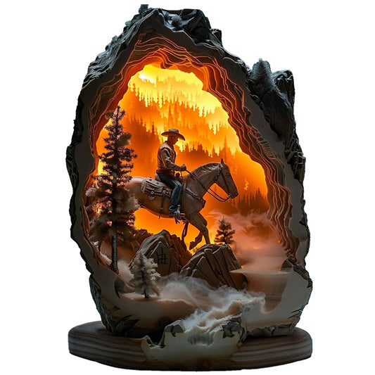 Puzzle in legno Cowboy nel canyon infuocato