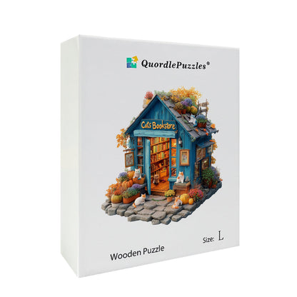 Puzzle in legno Libreria dei gatti