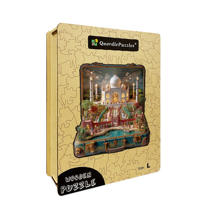 Puzzle in legno "Valigia - Taj Mahal"