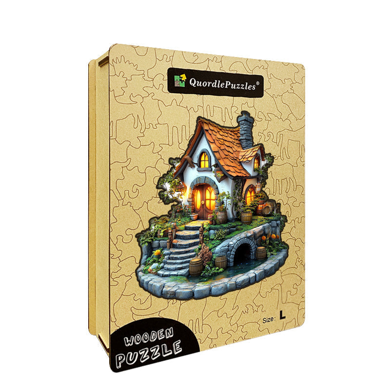 Puzzle in legno "Casetta da fiaba e giardino"