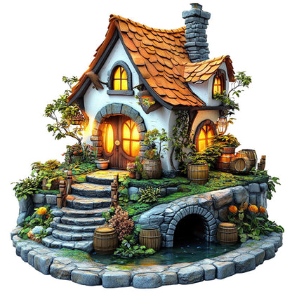 Puzzle in legno "Casetta da fiaba e giardino"