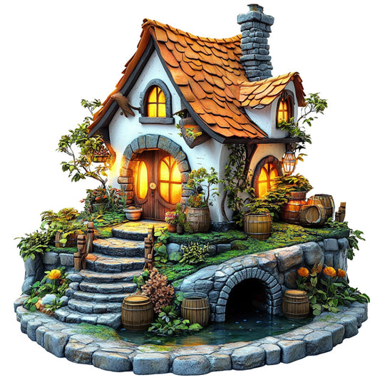 Puzzle in legno "Casetta da fiaba e giardino"