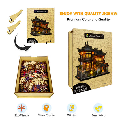 Orientalny Dziedziniec Drewniane Puzzle