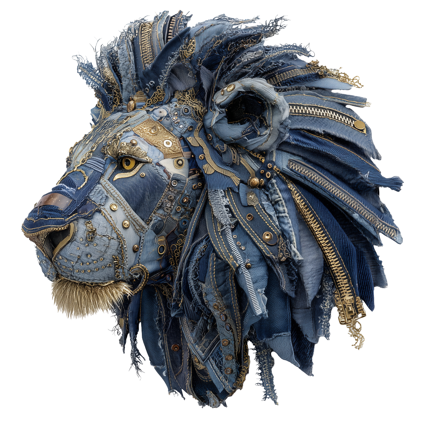 Denimowy Lew Drewniane Puzzle