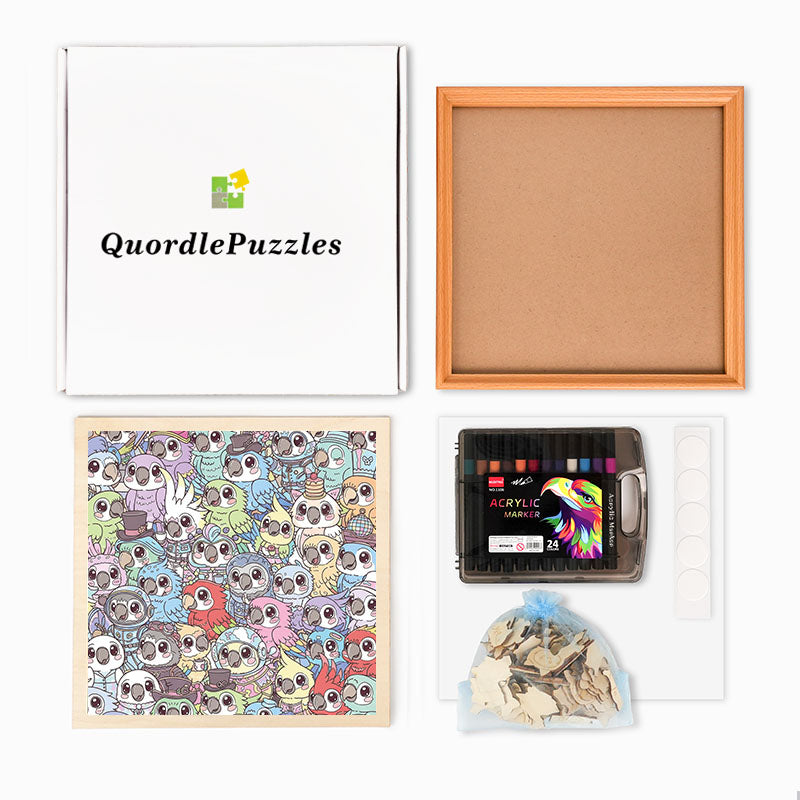 Budgerigar - Drewniane puzzle do kolorowania