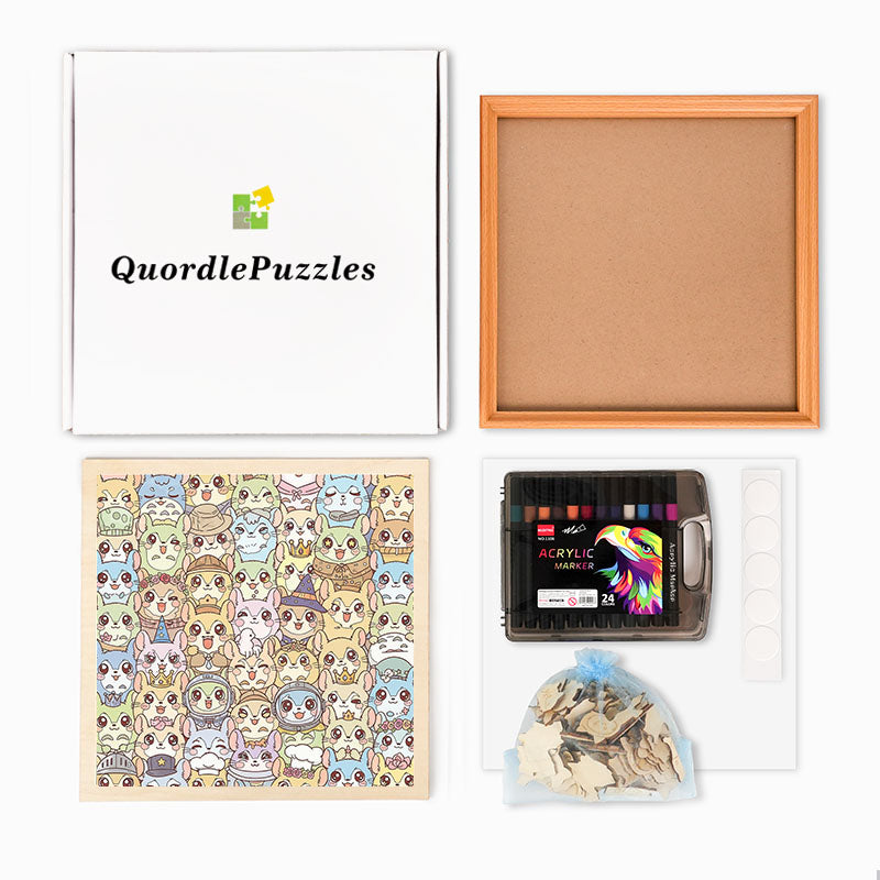 Chinchilla - Drewniane puzzle do kolorowania