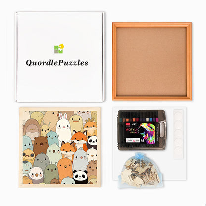 Cuddly Critters - Drewniane puzzle do kolorowania